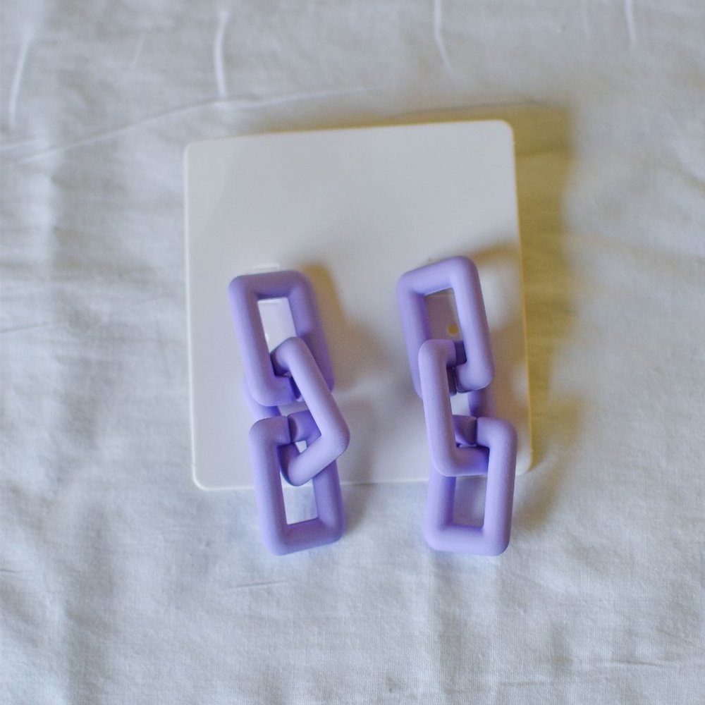 Lavender Purple Chain Drop Earrings NEW